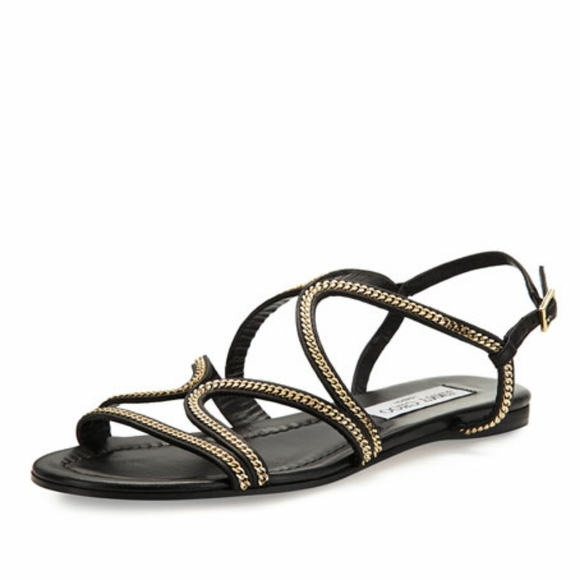 Jimmy Choo Nickel Chain trim Leather Sandals - Picture 11 of 12